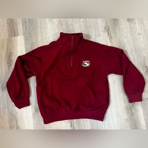 Cozy Red Quarter-Zip Sweater size Small, Quebec, Canada